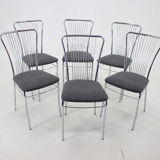 1970s Set of 6 Italian Dining Chairs in Bouclé Fabric