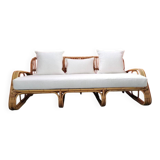 Mid-Century Rattan and Bamboo Canapé, Italy, 1960s