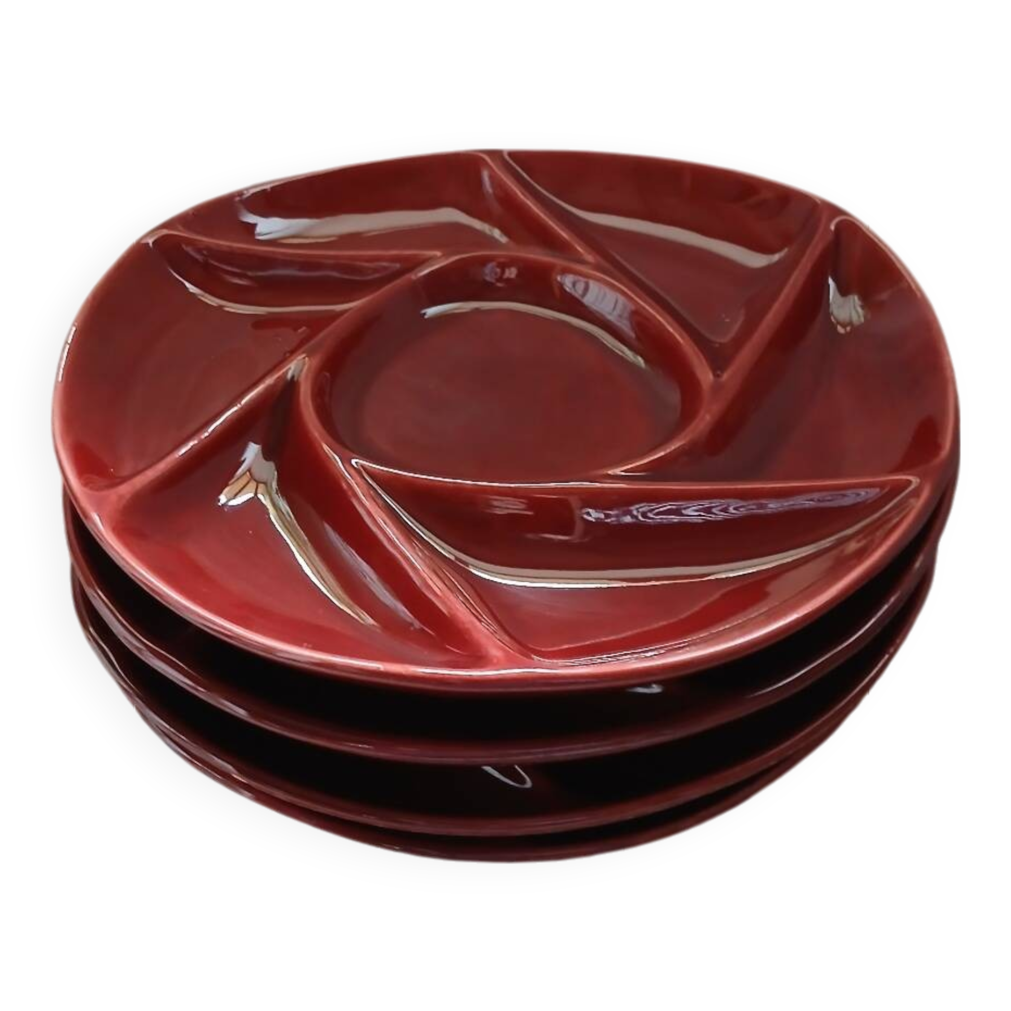 4 antique fondue plates