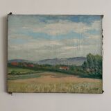 Oil on canvas depicting a 20th century landscape by Carlos Gallos