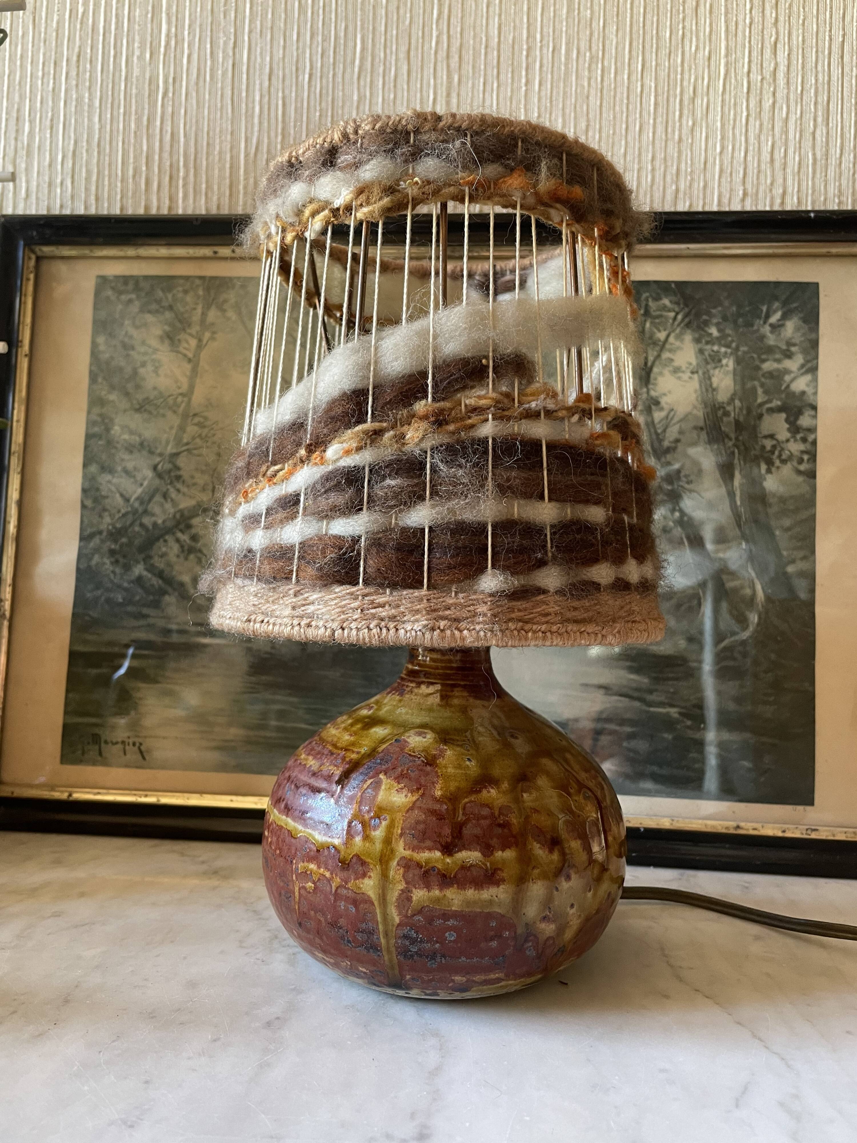Stoneware lamp La Borne signed Migeon