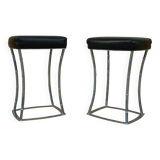 Pair of Bamboo Style Stools Attributed to Jacques Adnet: