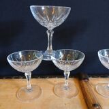 6 antique crystal champagne glasses