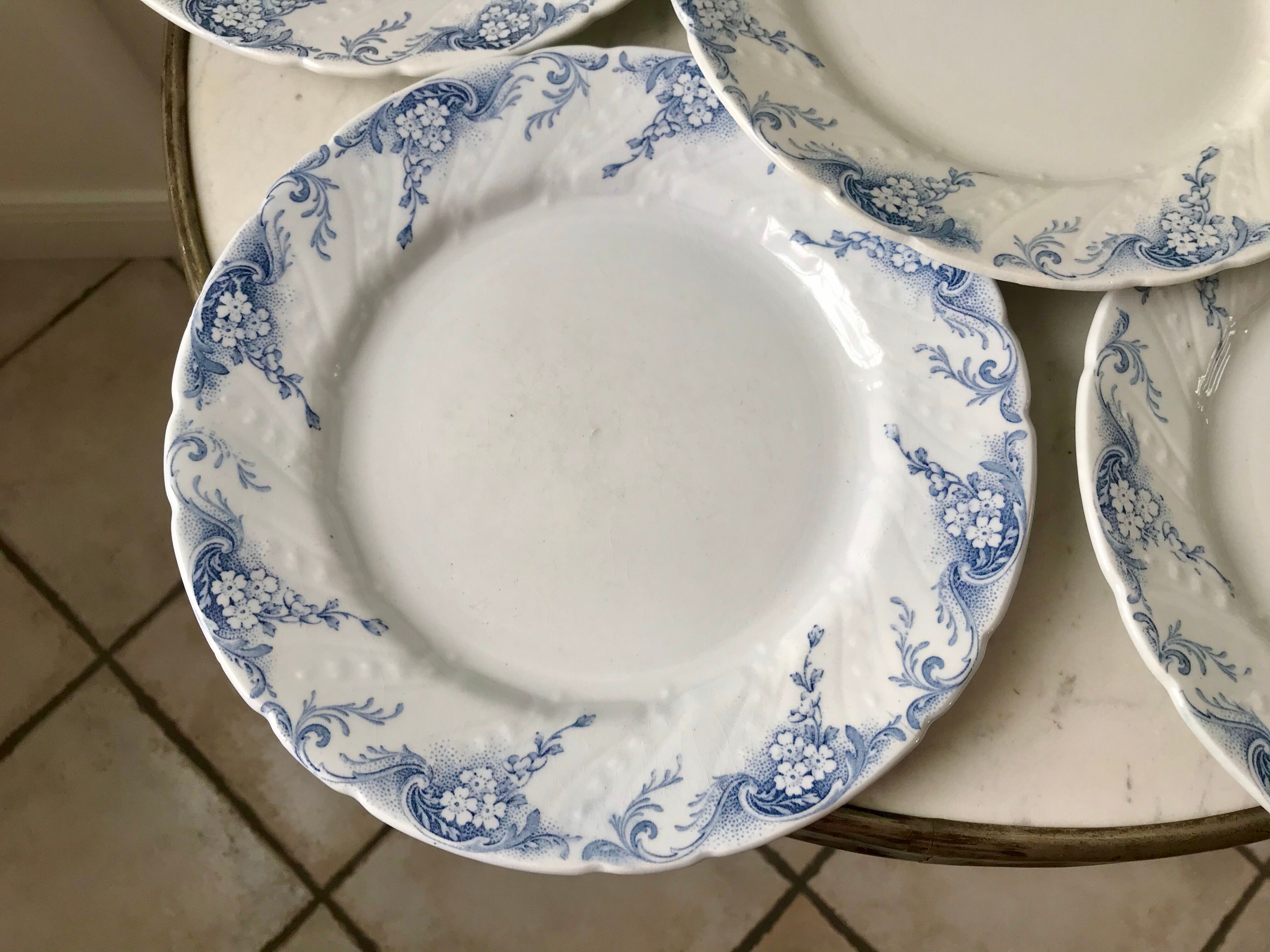 set of 6 flat plates in Iron Earth K&G Lunéville model "Angèle" late 19th century