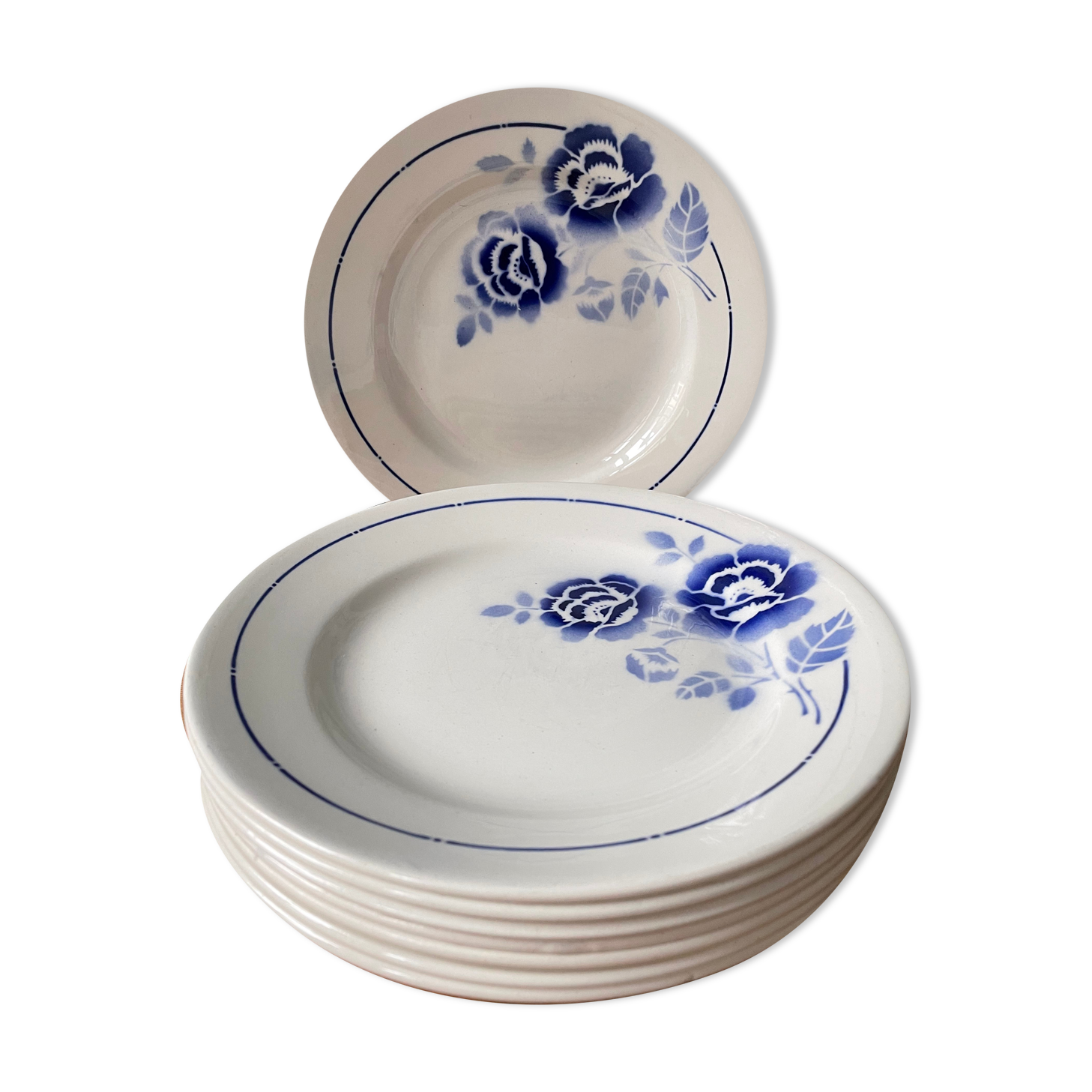 Set of 8 vintage st Amand flat plates made in France