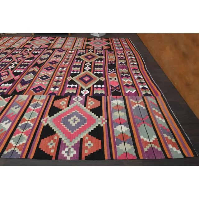 1970s Vintage Turkish Oushak Handmade Wool Cotton Pink Runner Rug 310x407