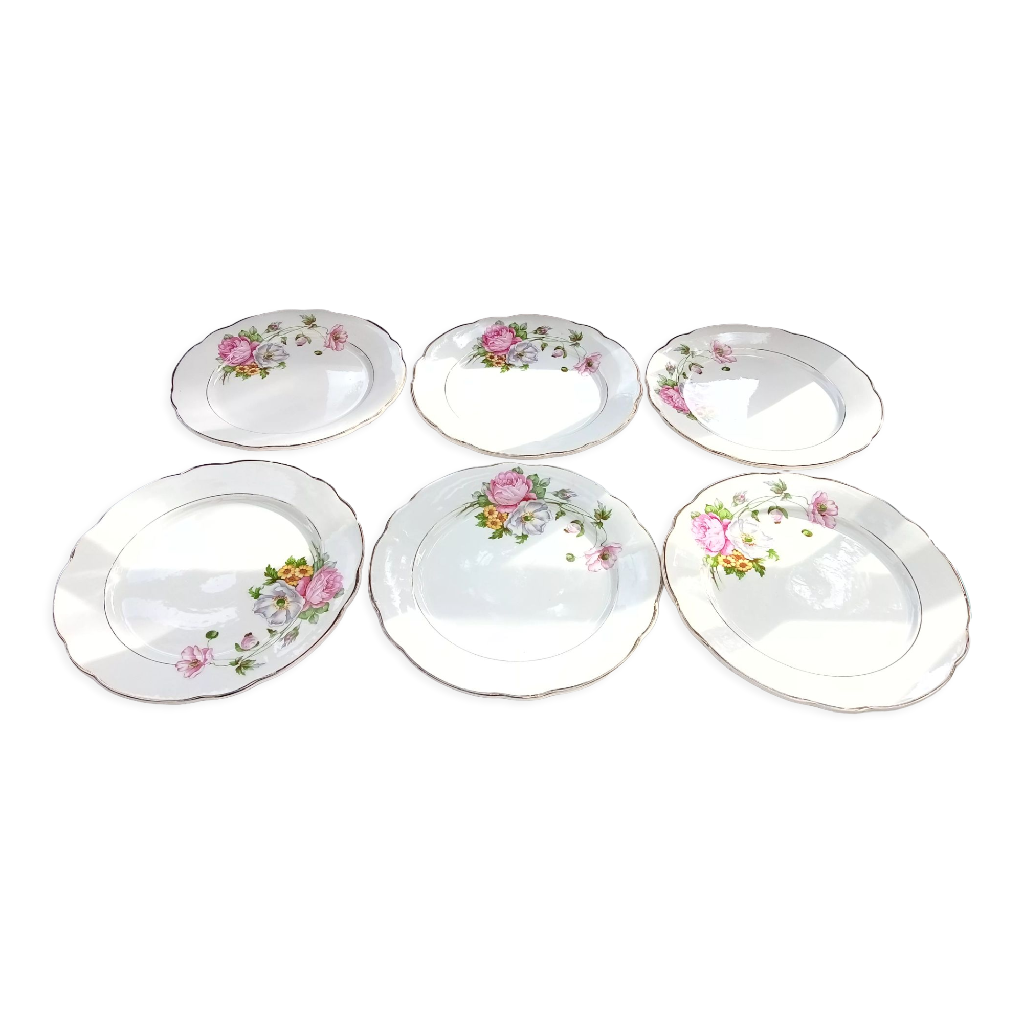 Set of 6 flat plates Digoin