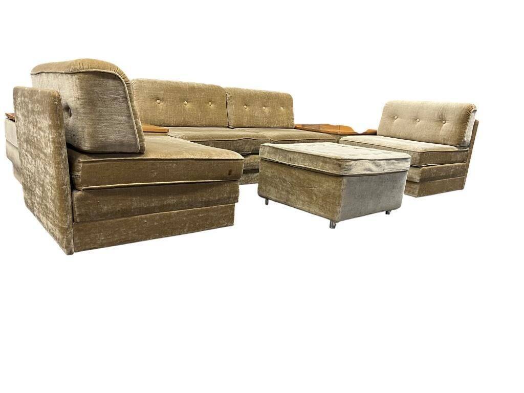 Salon modulaire vintage 4 pièces avec 2 éléments d'angle