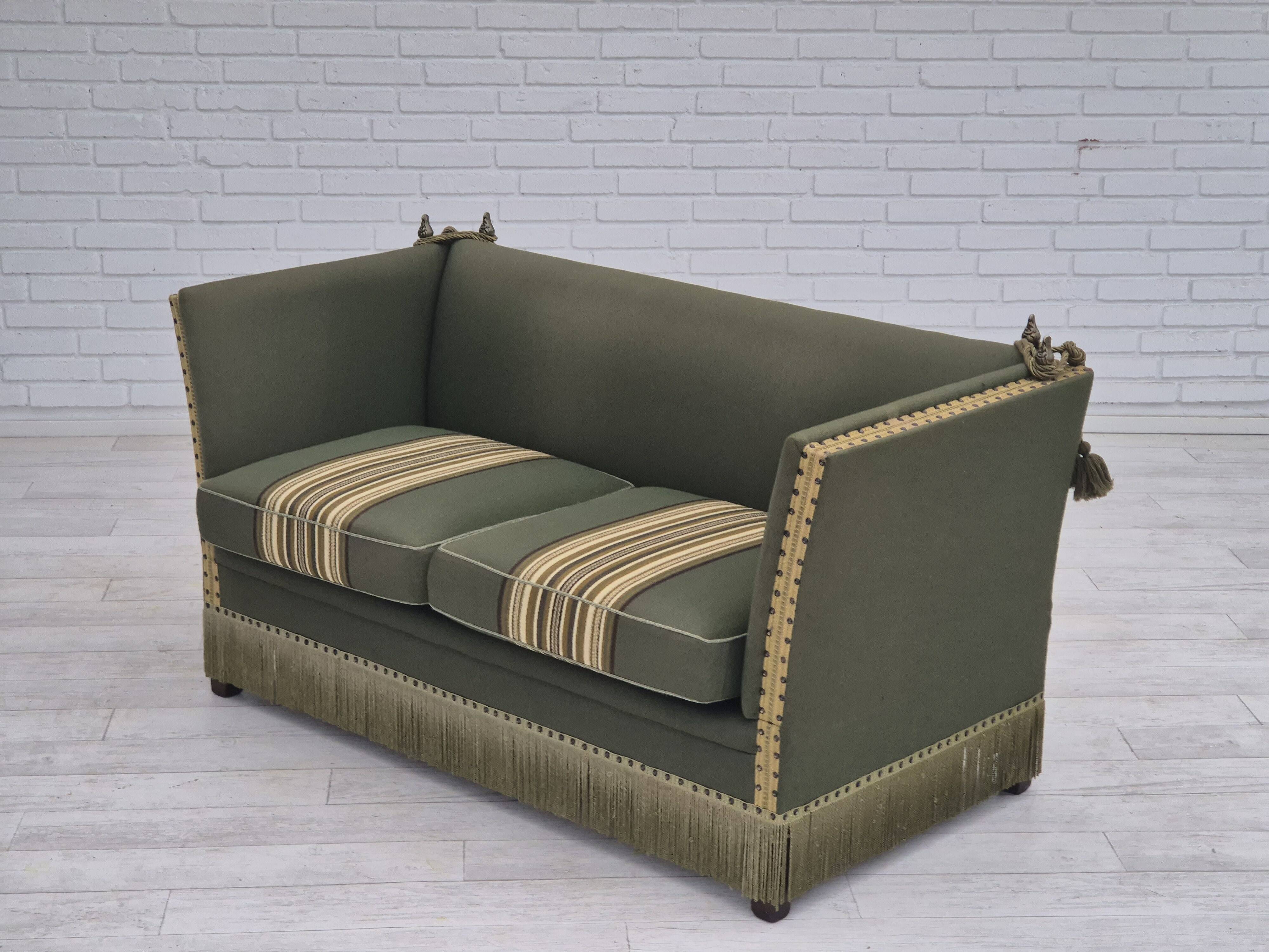 Canapé danois 2 places en velours et laine, années 1970