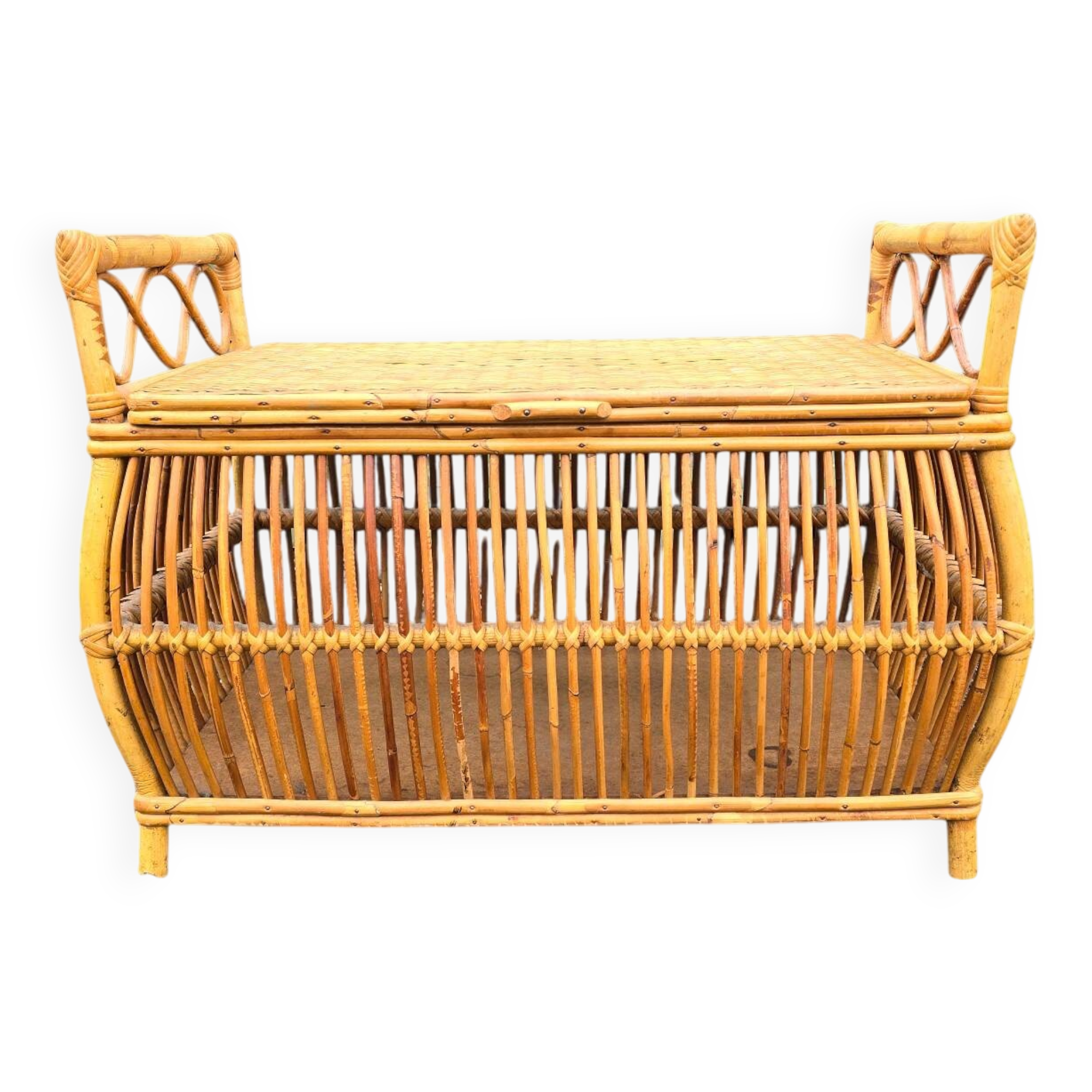 70's Rattan Bench / Chest