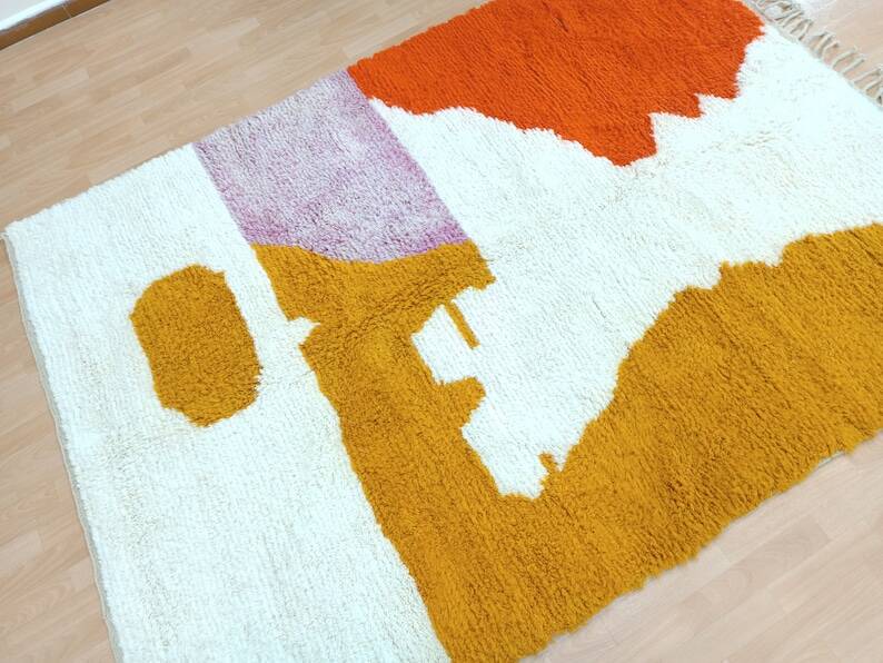 Tapis en laine naturelle taille 100 x 250 coloré