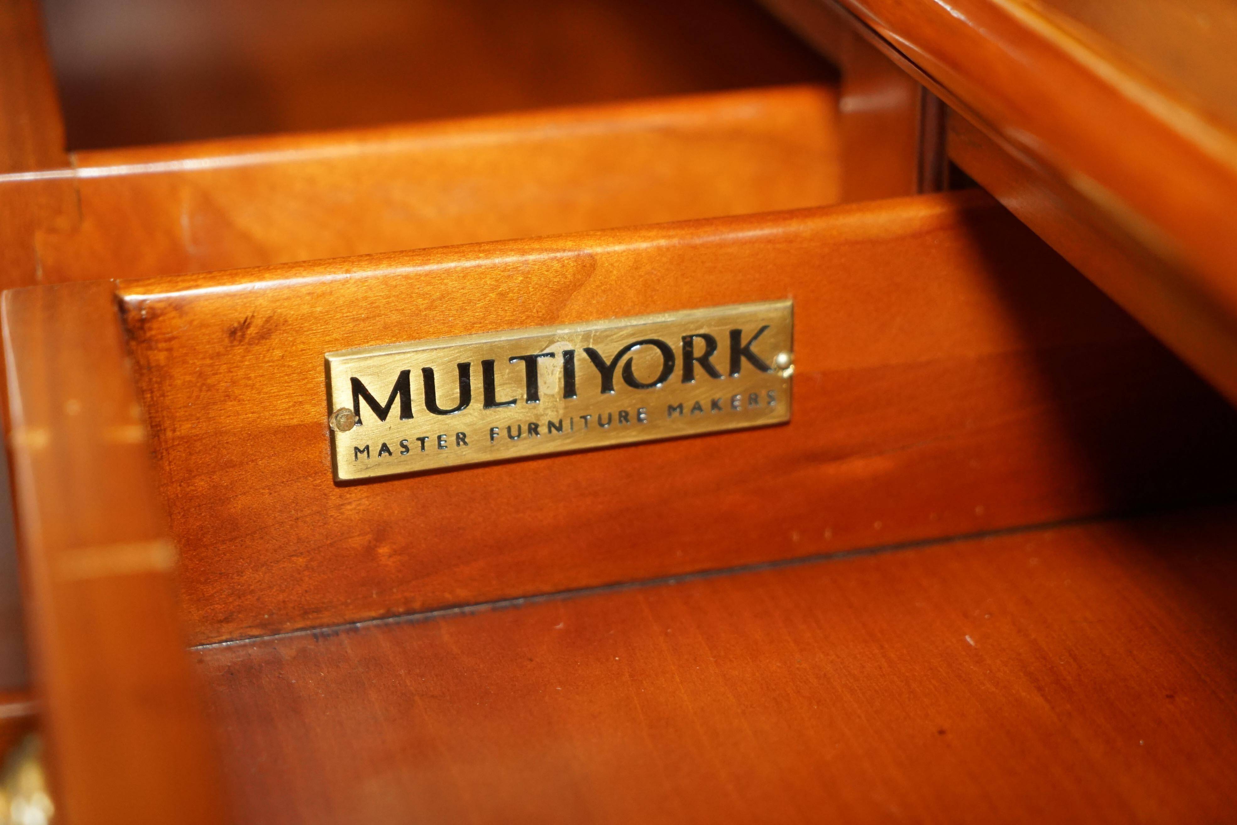 Large buffet Multiyork in solid cherry wood with six drawers.