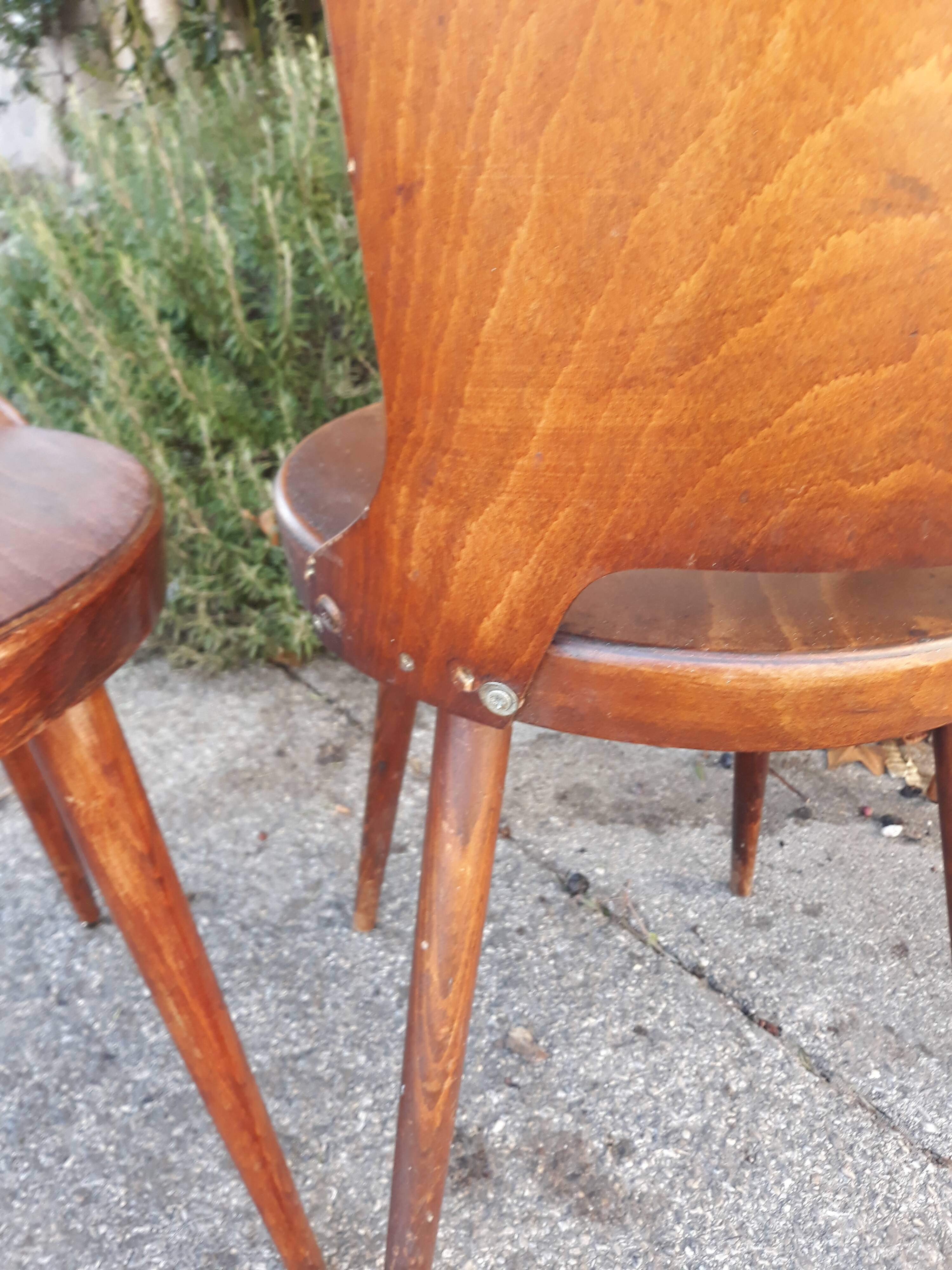 Série de 3 chaises Baumann modèle Dove vintage