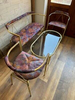 Mid-Century Modern Lounge Set in Brass, 1960s, Set of 4