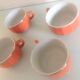 Bistro style four-mugs suite orange-pink by Apilco /vintage 70-80
