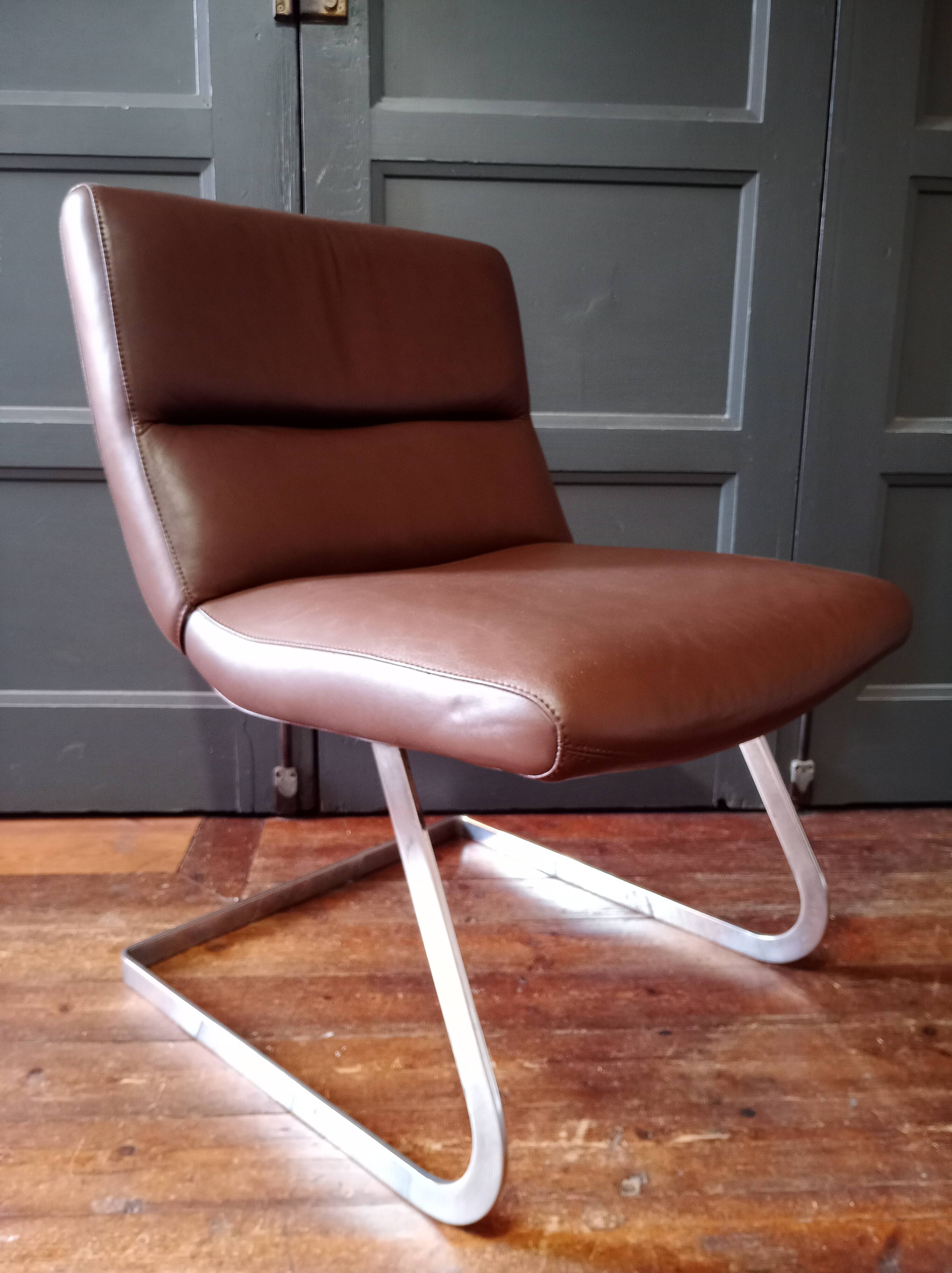 Designer leather and chrome chair 1970