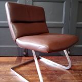 Designer leather and chrome chair 1970