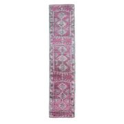 1970s Turkish handmade wool purple runner rug 76x340