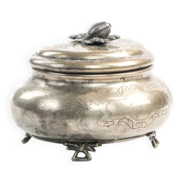 Eclectic elliptical sugar bowl, silver-plated brass, Austria, 19th century