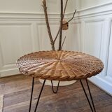 Vintage rattan table iron legs