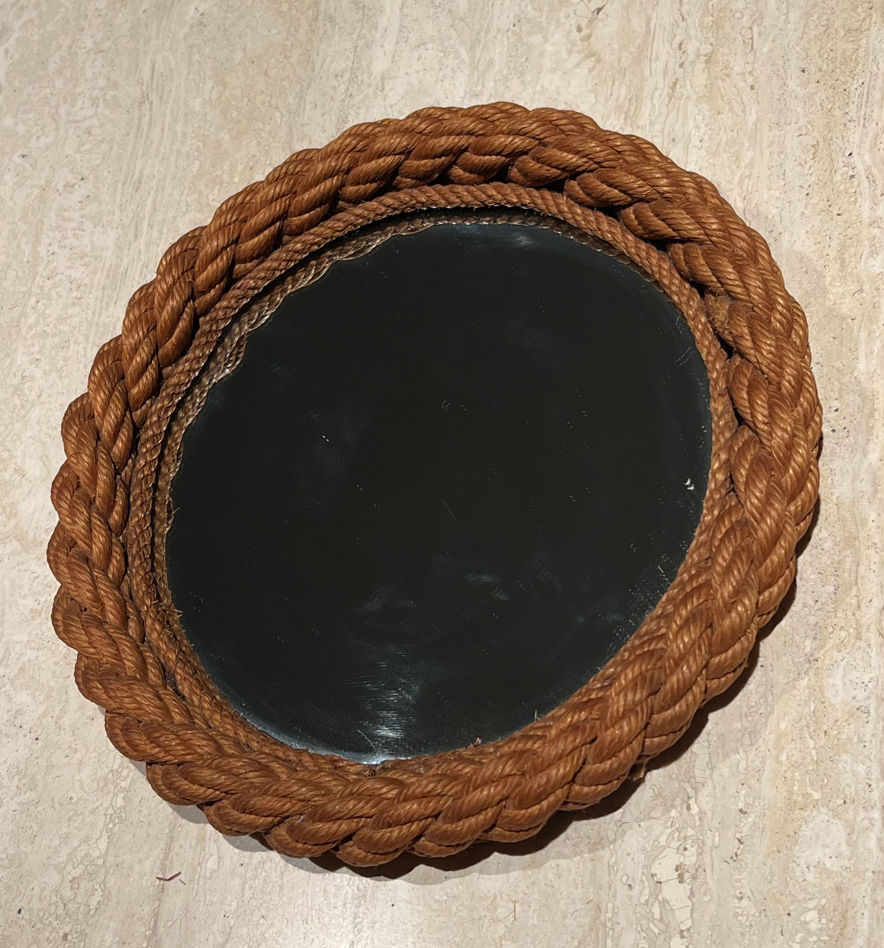 Round mirror in Audoux Minet rope.