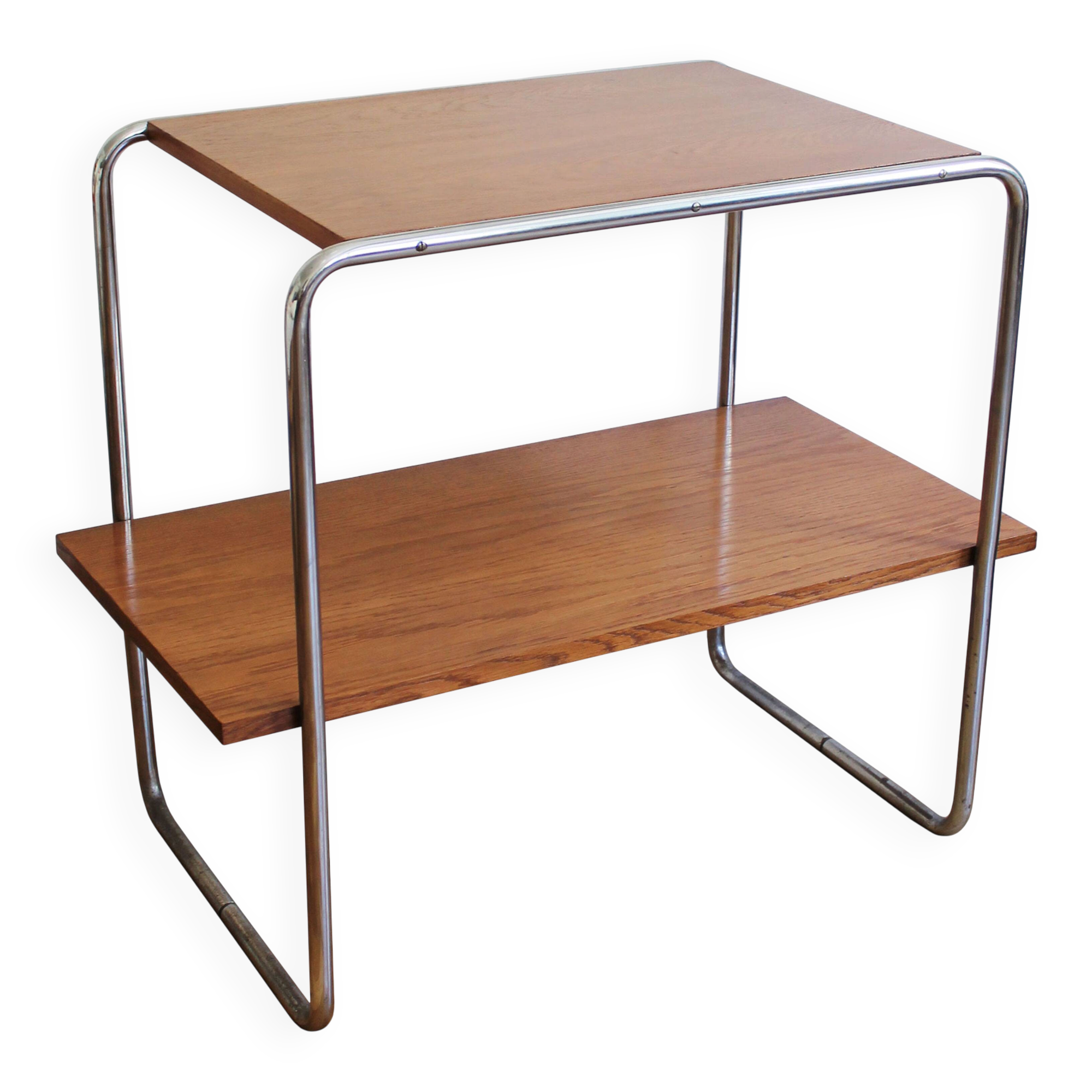 1940s Bauhaus Tubular Steel Side Table in the Style of Marcel Breuer