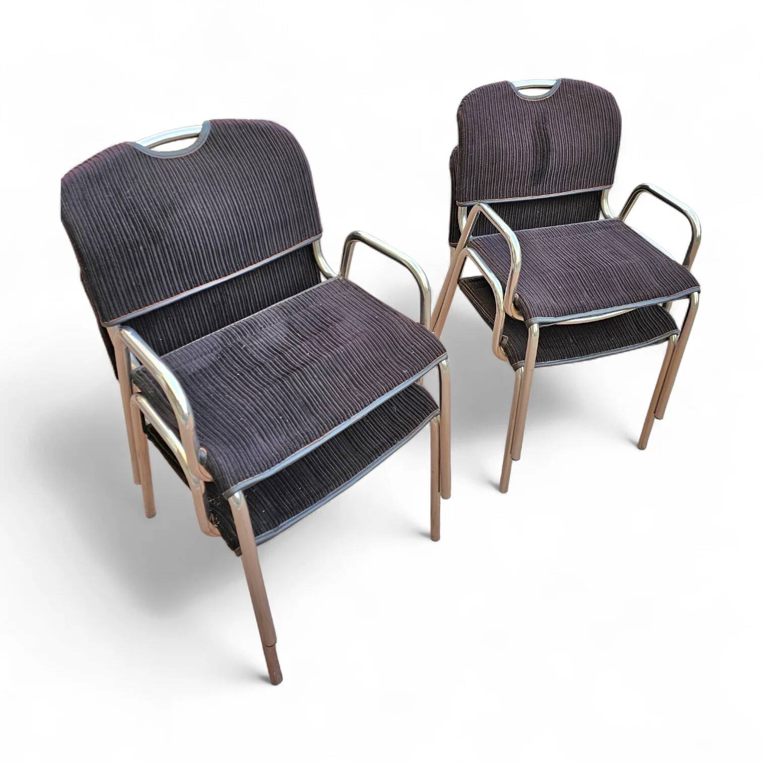 4 chaises de salle à manger en tissu noir Castiglietta par Castiglioni pour Zanotta / Italie années 1960