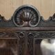 Library Desk in Carved Oak with Brass Handles