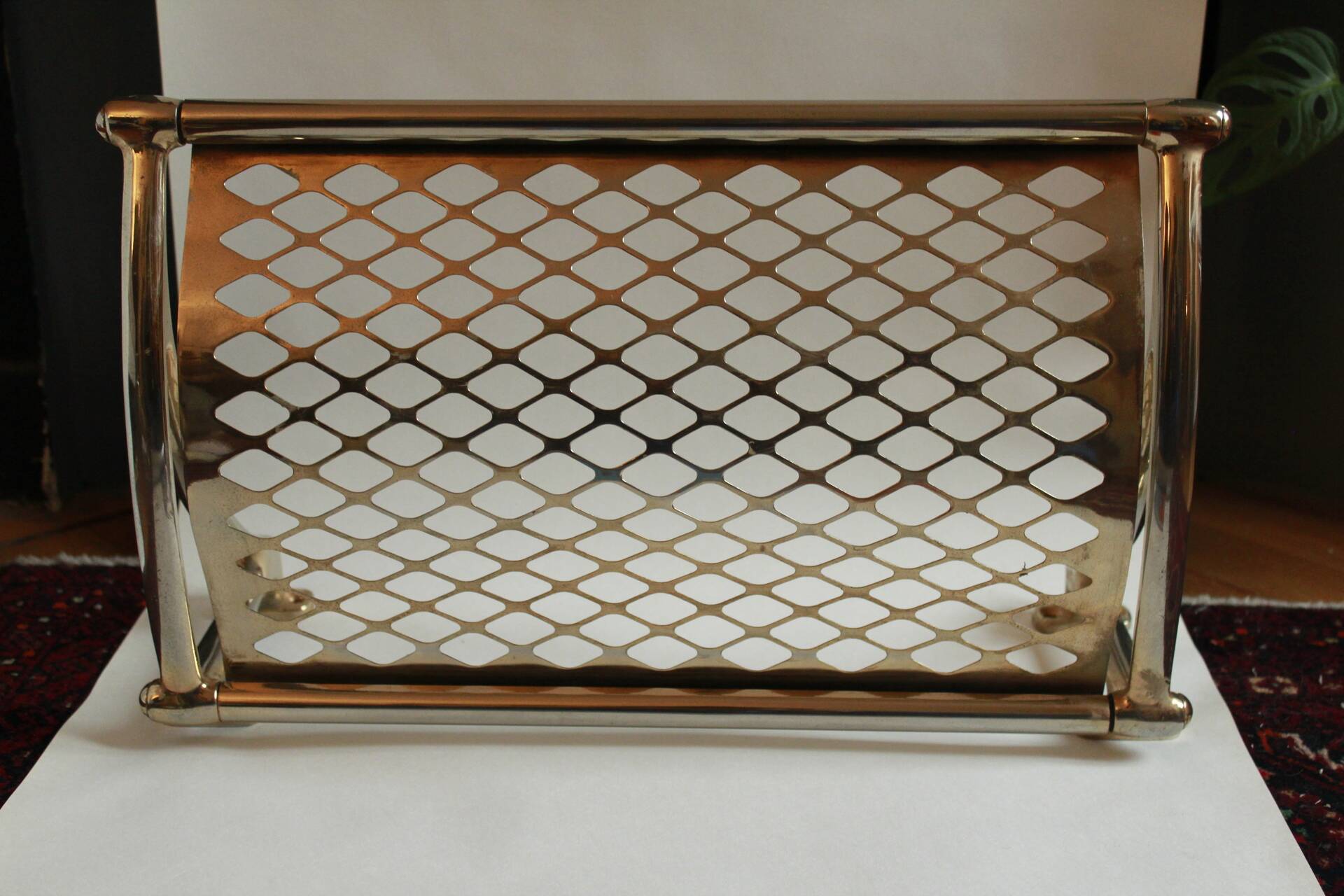Old brass train luggage rack