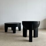 Monoxyl sofa end in black mango tree tripod half-sphere tray h:45 d:44