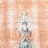 3x6 Rug For Living Room Pale Orange Blue Handmade Turkish Rug, 104x176Cm