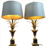 Pair of palm lamps in gilded brass – Maison Boulanger, circa 1980