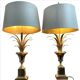 Pair of palm lamps in gilded brass – Maison Boulanger, circa 1980