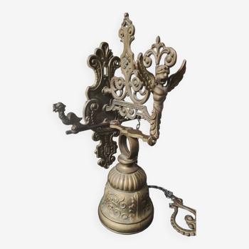 Old Monastery Bell/Victorian style. Cherub/scroll patterns. In gilded bronze