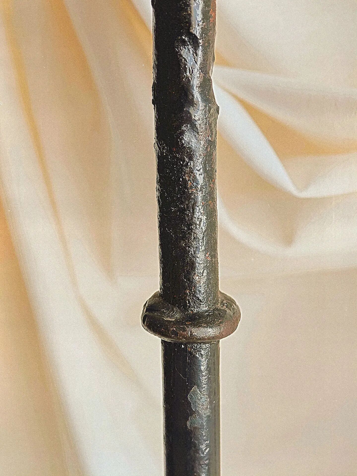 Pair of black cast iron floor candlesticks (candle holders)