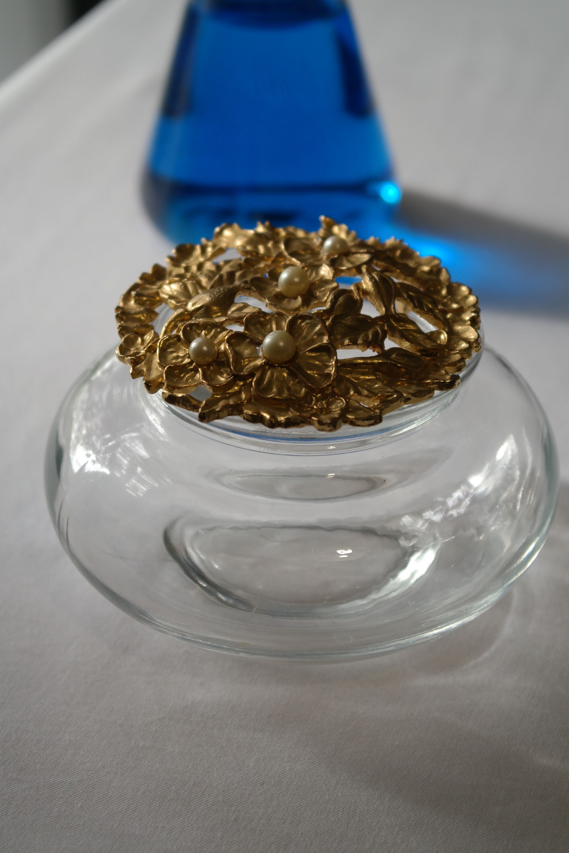 Boite à bijoux verre et laiton