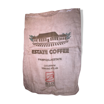 Coffee in burlap bag
