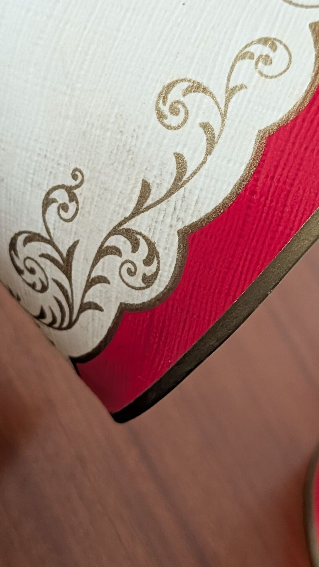 Pair of red and gold parchment lampshades
