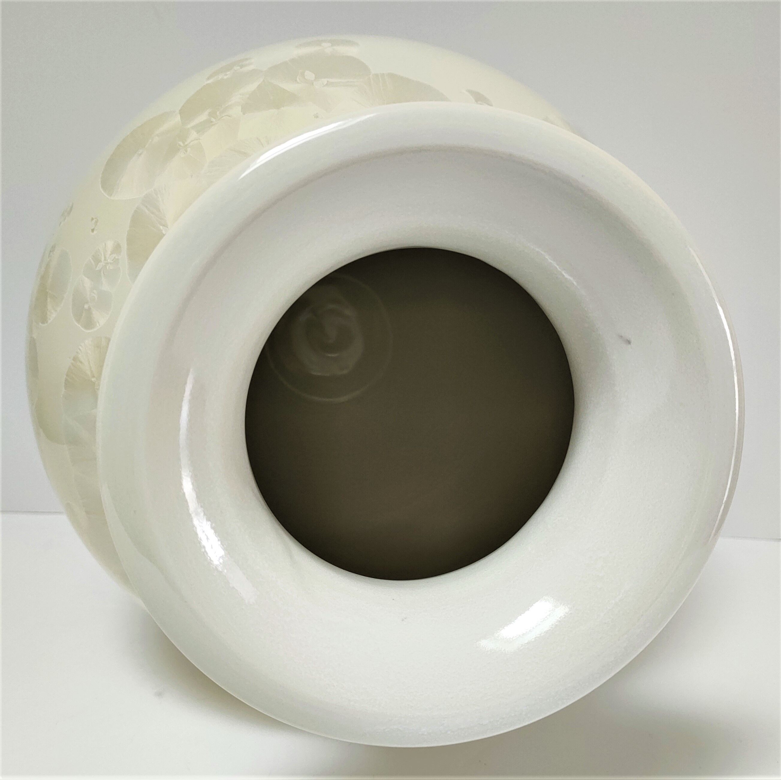 Ceramic vase with crystallizations by Bernard Guipouy stamped