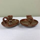 Pair of stoneware candlesticks