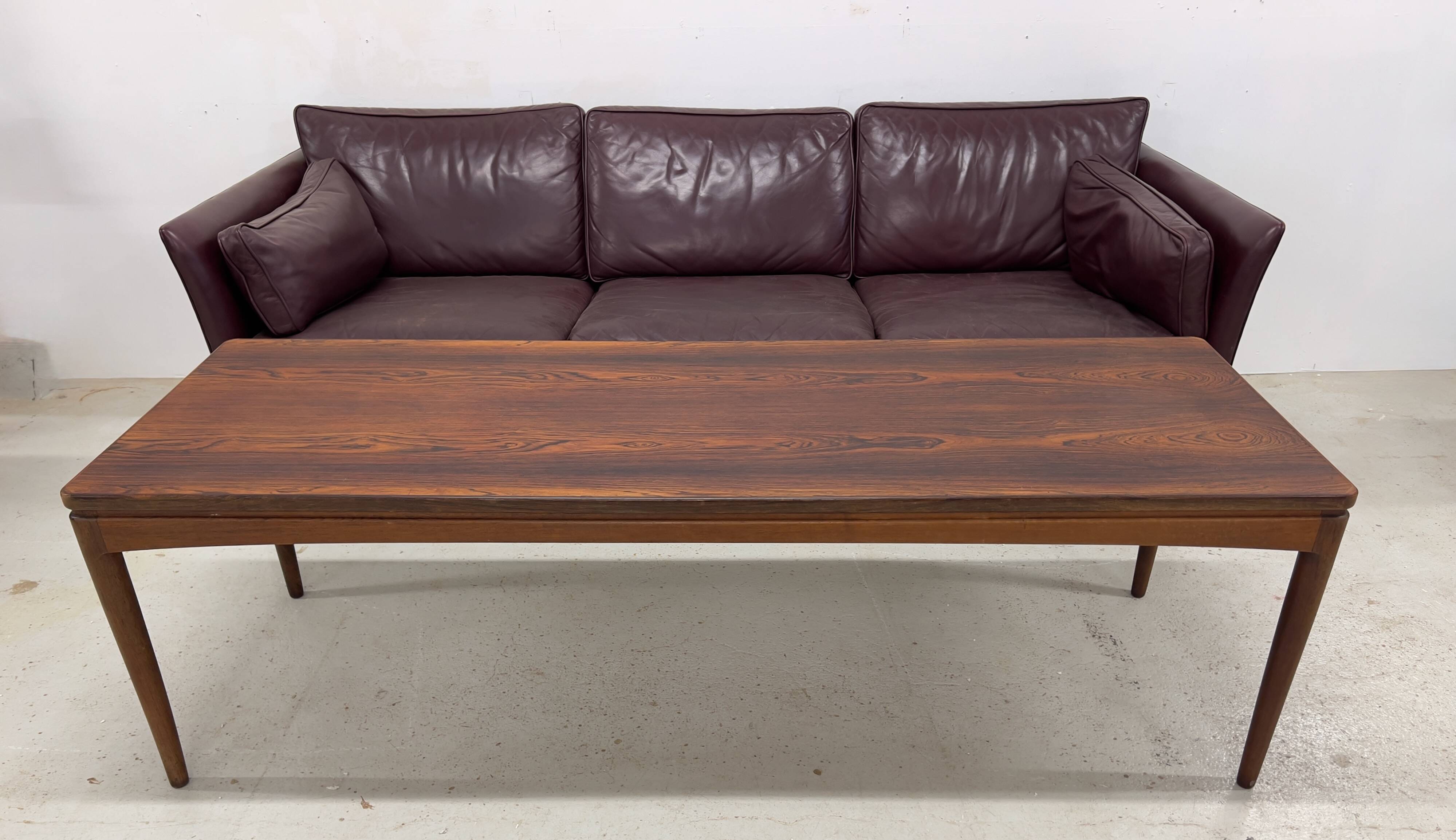 Danish long rosewood coffee table