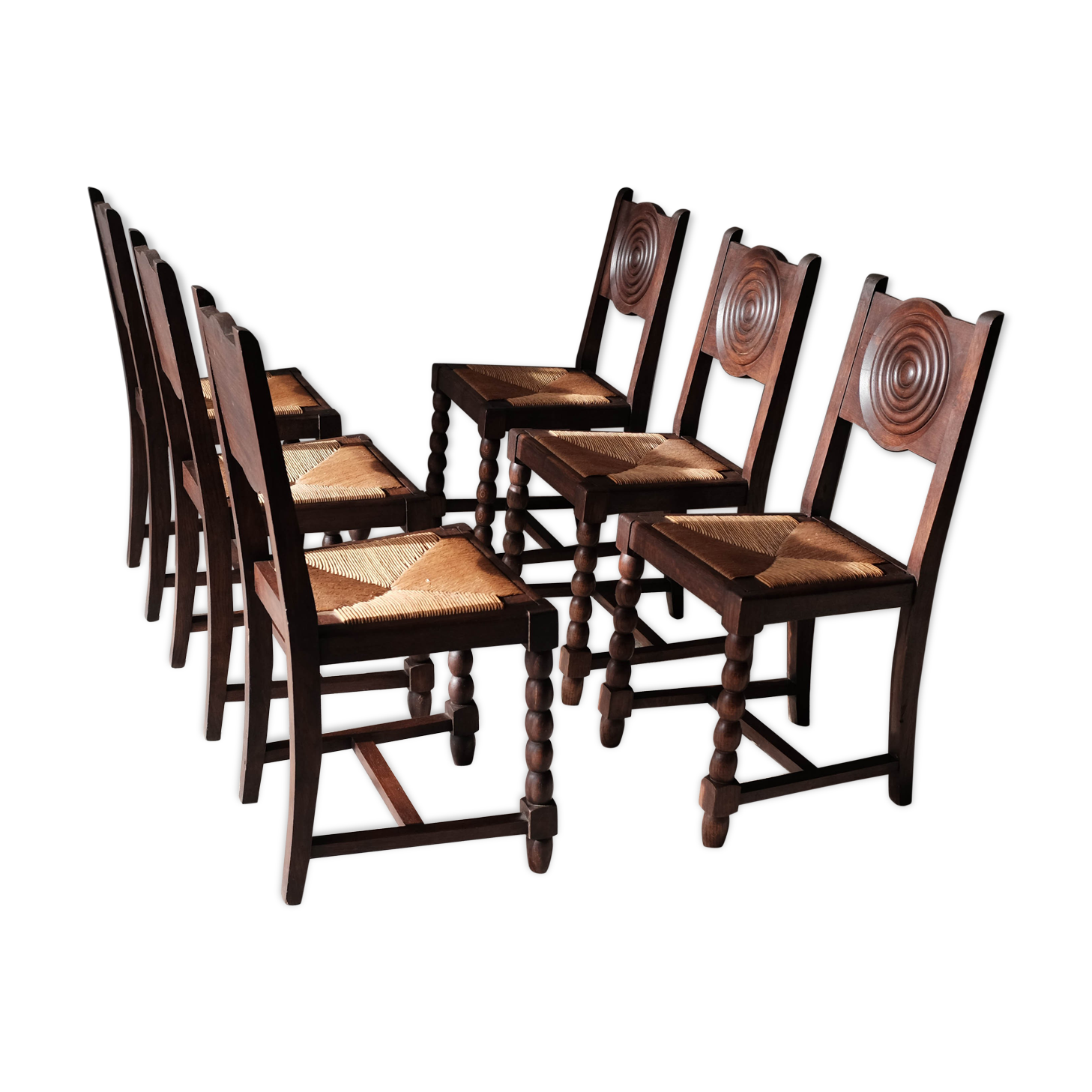 Set of 6 neo-Basque mulched chairs in the taste of Victor Courtray