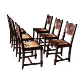 Set of 6 neo-Basque mulched chairs in the taste of Victor Courtray