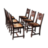Set de 6 chaises paillées néo-basques dans le goût de Victor Courtray