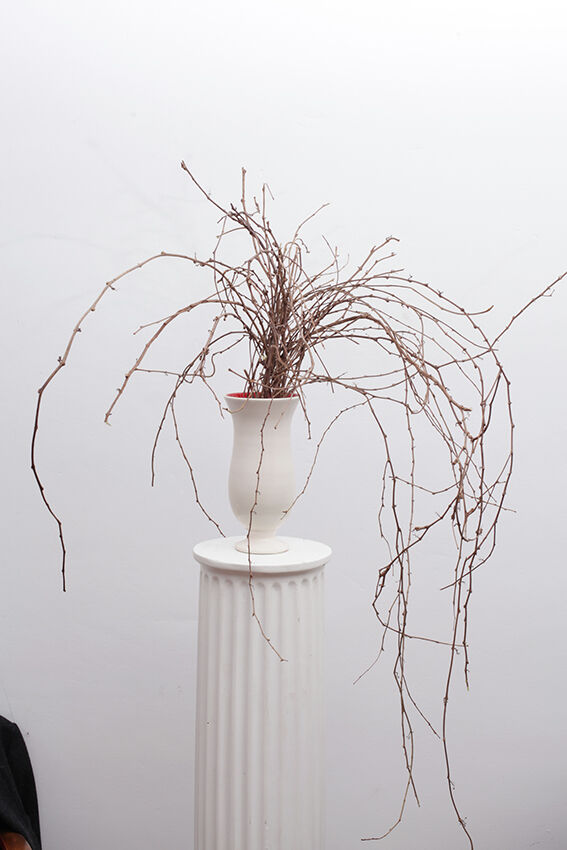 Red interior white ceramic vase