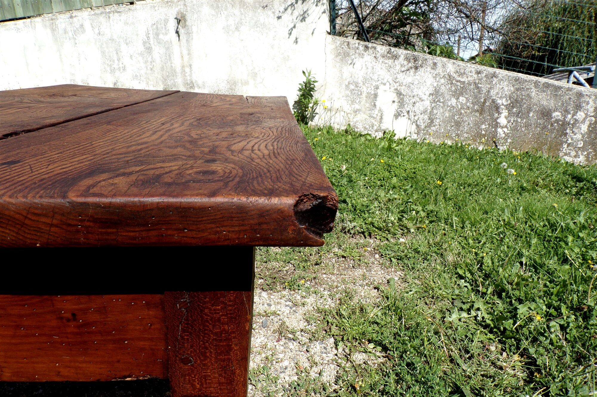 Rustic wooden coffee table with drawer