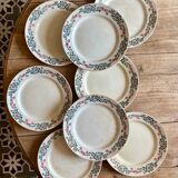 Set of 8 flat plates vintage model Cécile de HBCM