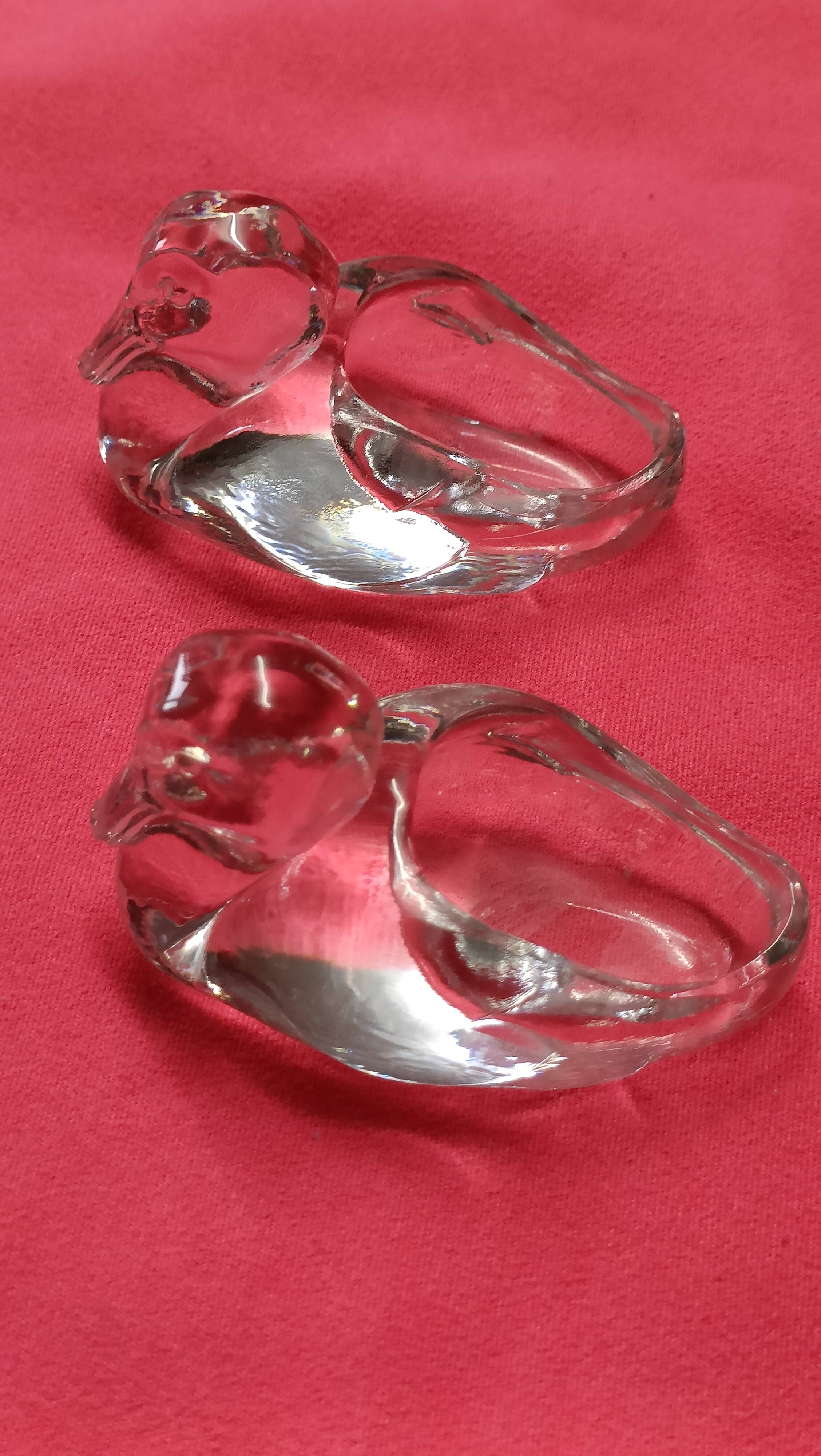 box of a pair of Baccarat crystal salerons with its 2 small golden spoons