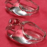 box of a pair of Baccarat crystal salerons with its 2 small golden spoons