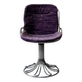 Chaise italienne tulipe pivotante en chrome & velours, rinaldi design 70